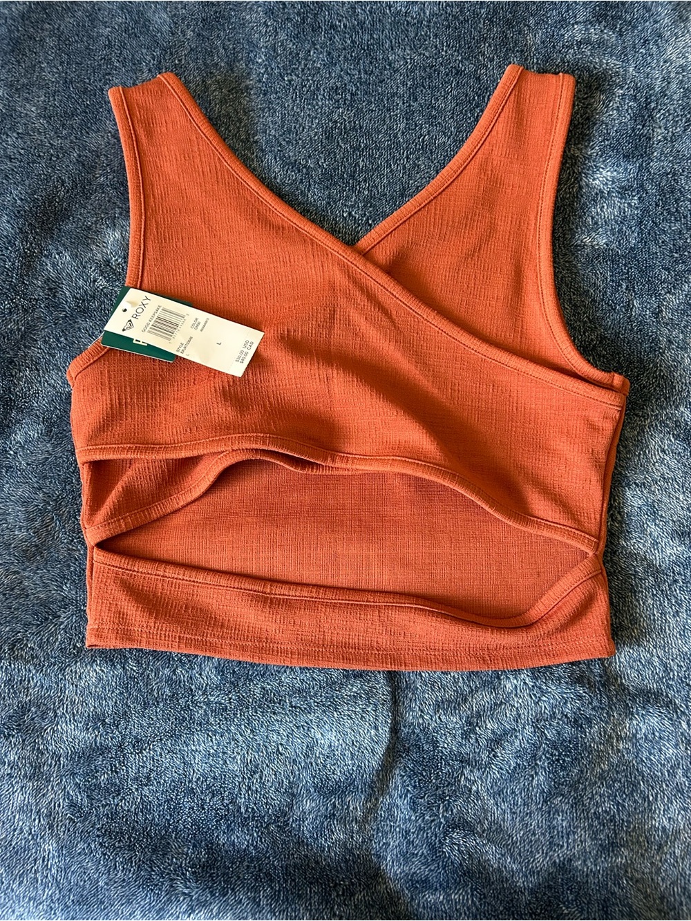Roxy Ribbed Cropped Tank Top in Rust - Picture 2 of 4